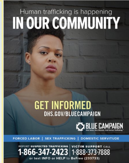Human trafficking awareness campaign poster